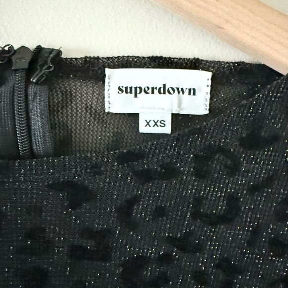 superdown Revolve Kimberly Mesh Sleeve Velvet Mini Dress in Black - Size XXS - Picture 8 of 11